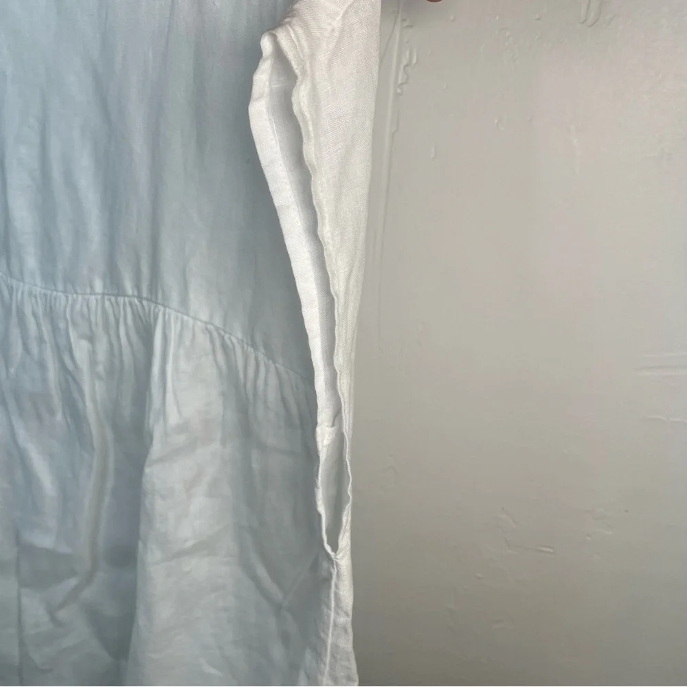 Eileen Fisher White Linen Boxy Oversized Cap sleeved Top - Picture 7 of 7